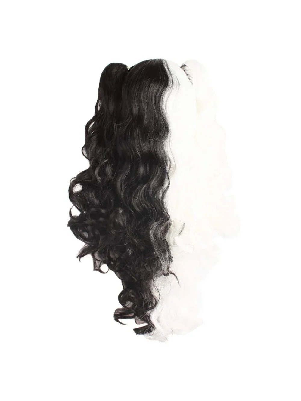 Women's White Black Synthetic Lolita Long Curly Clip On Ponytails Cosplay Wigs